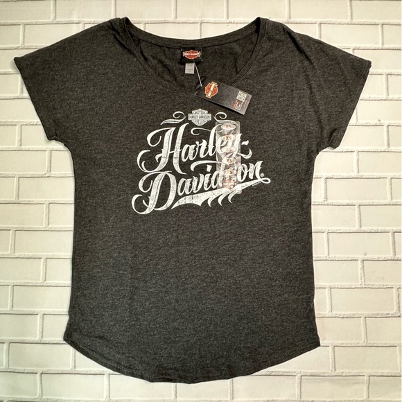 HARLEY Davidson Bar & Shield West Virginia Short Sleeve Tee Dark Gray Sz XS NWT - Picture 2 of 10